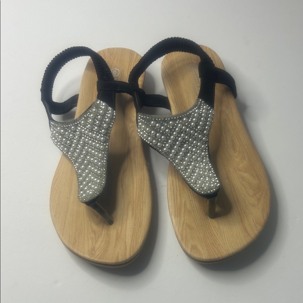 Ashley Blue Black and Silver Sandals